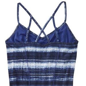 Athleta Sz S Urban Explorer 2 Tank Yoga Top Tie Dye Navy Cotton Modal Shelf Bra